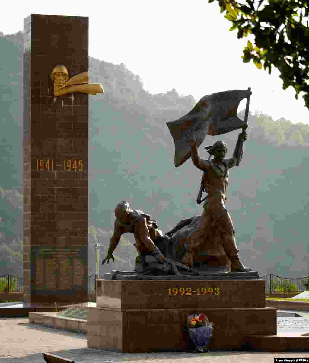 A memorial in Abkhazia to the 1992-1993 war. With the western world continuing to view the rebel statelet as a part of Georgia, Abkhazia is now deeply reliant on Russia, with most of its income coming from Russian tourism or Kremlin handouts.