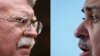 Collage of US National Security Adviser John Bolton and Iran FM Mohammad Javad Zarif. FILE