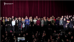 Armenia -- Artists of the nationla opera theater stage a protest action in support of Constantine Orbelian, 30Mar2019.