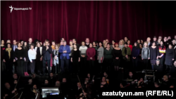 Armenia- Artists of the nationla opera theater stage a protest action in support of Constantine Orbelian, 30Mar2019.