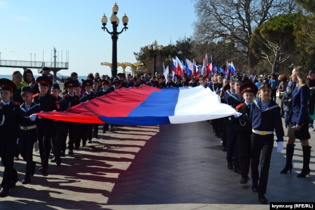 Парад в честь «крымской весны» в Ялте, 16 марта 2019 года