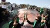 Supporters of opposition leader Mir Hossein Musavi at a demonstration in Tehran on June 18