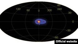 Облако антиматерии, зарегистрированное в центре нашей галактики. Снимок в гамма-диапазоне. В центре картинки – центр галастики. Credits: ESA/ Integral/ MPE (G. Weidenspointner et al.)