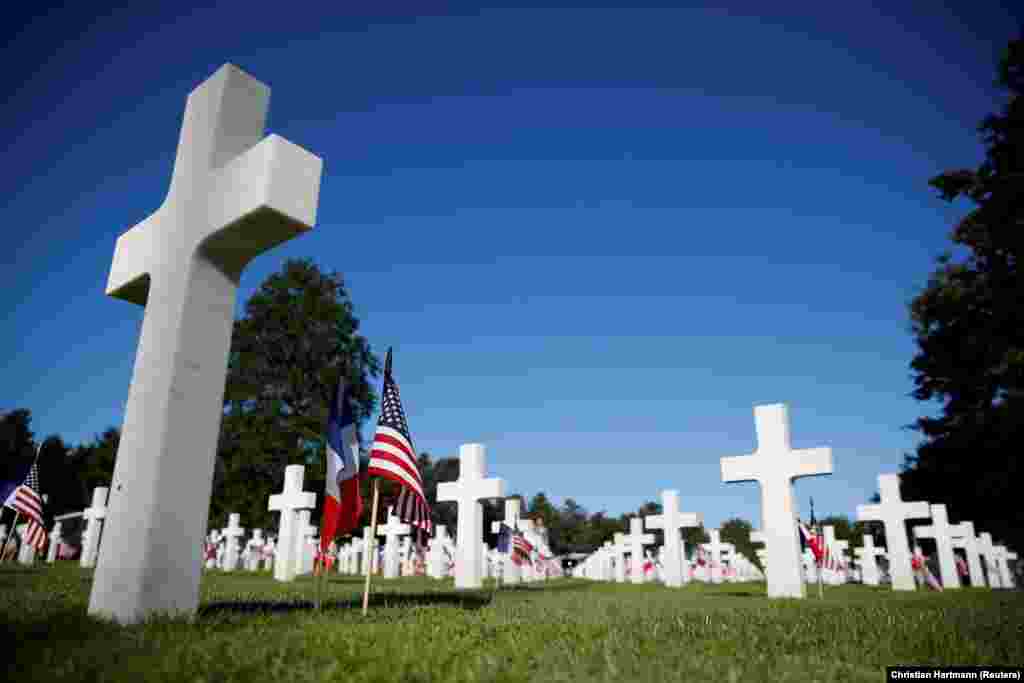 FRANCE -- A general view of the Normandy American Cemetery and Memorial before a ceremony to mark the 75th anniversary of the D-Day in Colleville-sur-Mer, France, June 6, 2019.