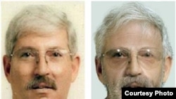 Robert Levinson (left) as he looked around the time of his disappearance, and in a computer-enhanced photo of how he may look today (right)