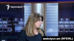 Лидер партии «Еркир цирани» Заруи Постанджян в студии Азатутюн ТВ (архив)