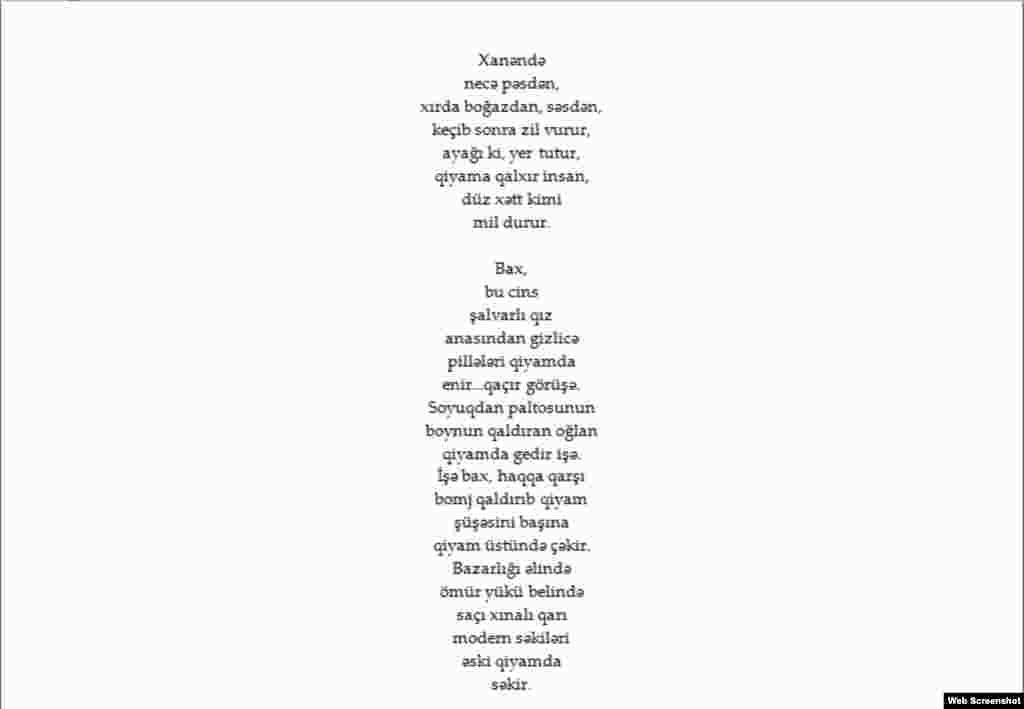 Azerbaijan - Poem by Azeri poet Asad Jahangir