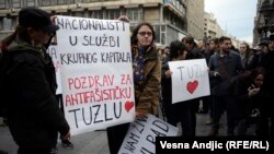 Beograd: Protest podrške demonstranima u BiH