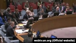 Голосование Совета Безопасности ООН по резолюции, определяющей события в 1995 году в Сребренице как геноцид. Нью-Йорк, 8 июля 2015 года. 
