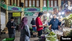 Fruit and vegetable stalls in Tehran's famous Tajrish Marketplace. March 30, 2020.
