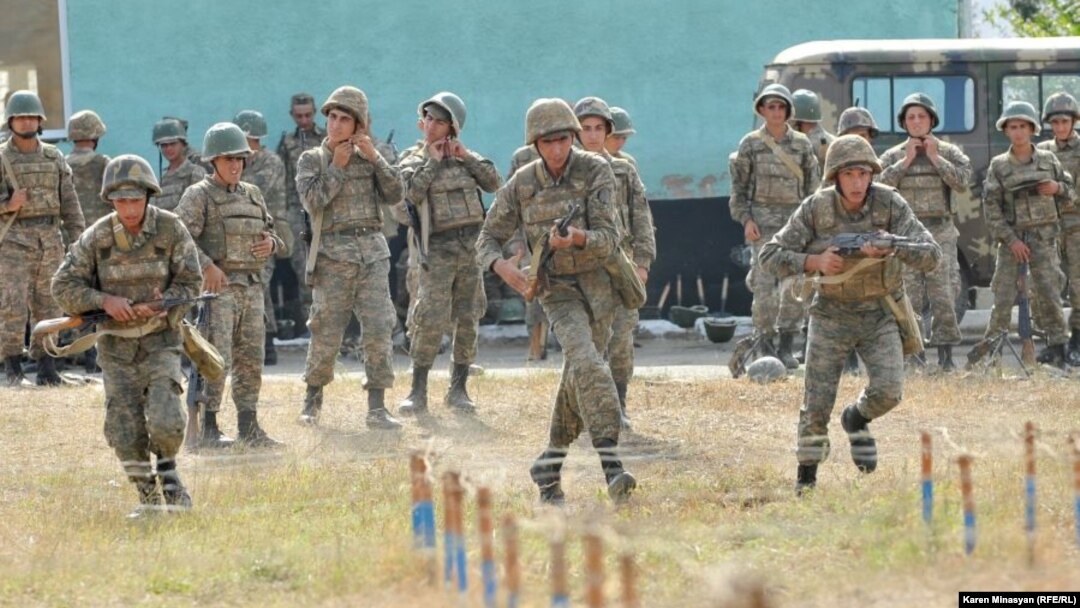 Soldiers train at a military camp in Nagorno-Karabakh in 2012.