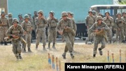 Soldiers train at a military camp in Nagorno-Karabakh in 2012.