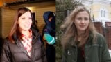 Надежда Толоконникова и Мария Алехина сразу после освобождения, 23 декабря 2013 года