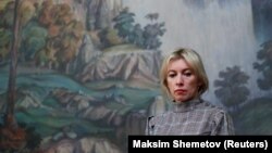 Purtătoarea de cuvînt a Ministerului de Externe rus, Maria Zaharova, la o conferință de presă la Moscova