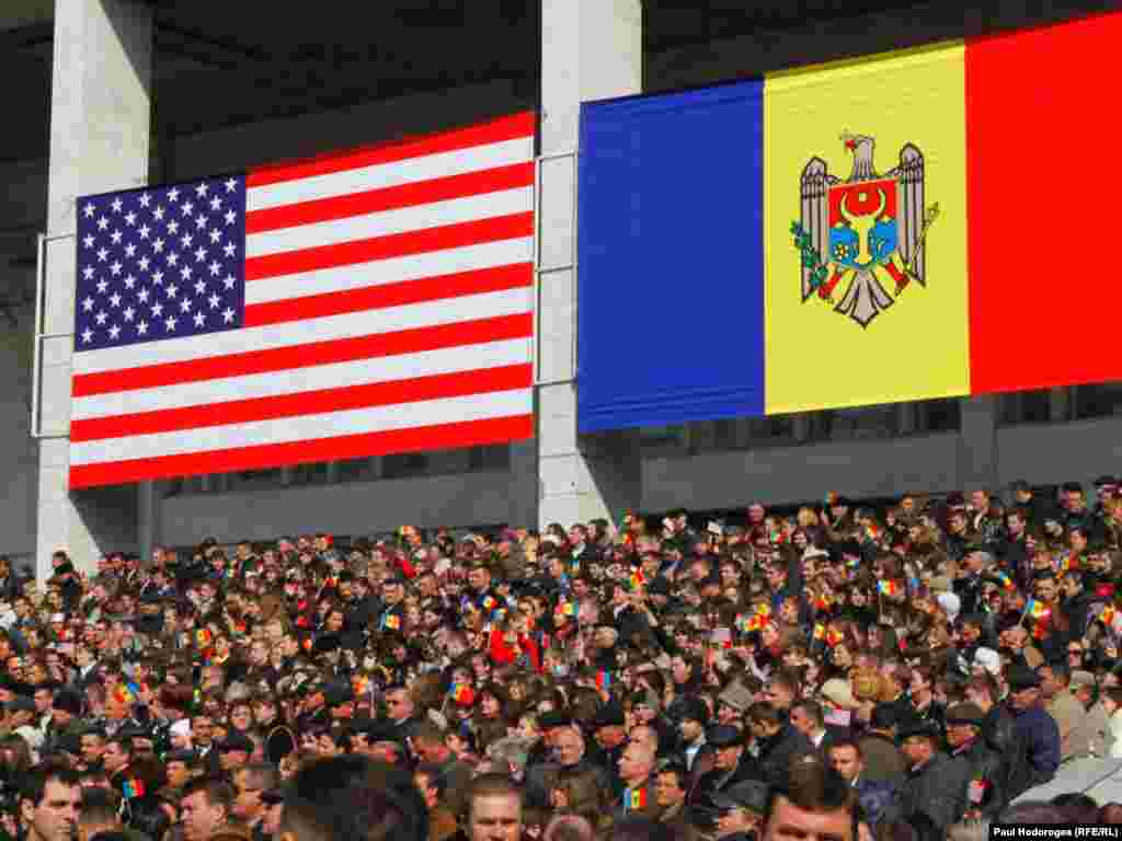 U.S. Vice President Joe Biden addresses the crowd in Chisinau's Opera Square.