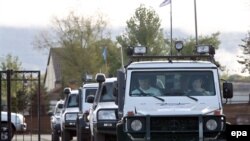 Observers from the EU monitoring mission in the village of Bazaleti