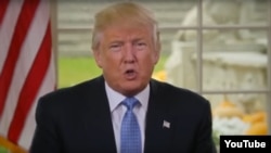 Donald Trump vorbind în mesajul video transmis luni