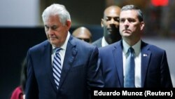 U.S. Secretary of State Rex Tillerson (left) after a meeting of the parties to the Iran nuclear deal during the UN General Assembly in New York in September