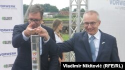 Polaganje kamena temeljca za pogon nemačke kompanije Forwerk u Čačku, 2018. godine.
