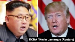 Солтүстік Корея басшысы Ким Чен Ын мен АҚШ президенті Дональд Трамп.
