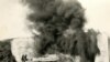 A Hungarian soldier torches a bunker on an abandoned defensive line between Romania and Hungary in 1940.