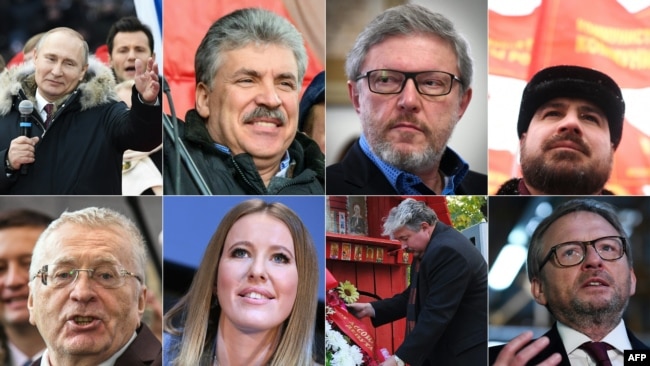 Восемь кандидатов в президенты России.