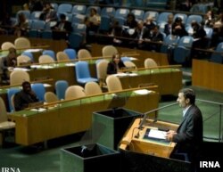 Iran's President Mahmoud Ahmadinejad speaks at the 64th United Nations General Assembly at the U.N. headquarters in New York September 23, 2009 .