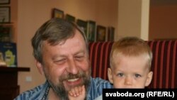 Jailed former presidential candidate Andrey Sannikau with his son Danik, whom he hasn't seen in five months.