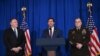 US Secretary of State Mike Pompeo (L), Secretary of Defense Mark Esper (C) and Chairman of the Joint Chiefs of Staff Mark A. Milley (R) speak during a briefing on the past 72 hours events in Mar a Lago, Palm Beach, Florida on December 29, 2019