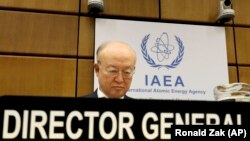 IAEA chief Yukiya Amano waits for the start of the board of governors meeting at the International Center in Vienna on June 4.