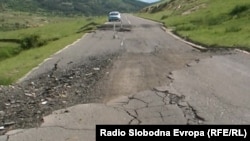 Macedonia - Landslide on the road tnear the village Shtavica - May2015