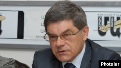 Armenia - Polish Ambassador to Armenia Jerzy Nowakowski gives a press conference in Yerevan, 4May2015.