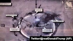 رئیس‌جمهوری آمریکا هشتم شهریور ۹۸ با انتشار این عکس اعلام کرد کشورش دخالتی در حادثه سکوی پرتاب موشک ایران نداشت.