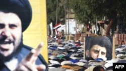 Al-Sadr supporters at mass Friday prayer in central Baghdad in November