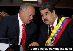 Диосдадо Кабельо, тогда еще председатель Национальной ассамблеи, и Николас Мадуро в 2019 году