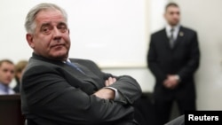 Croatia -- Former Prime Minister Ivo Sanader sits at a county court in Zagreb, 20Nov2012