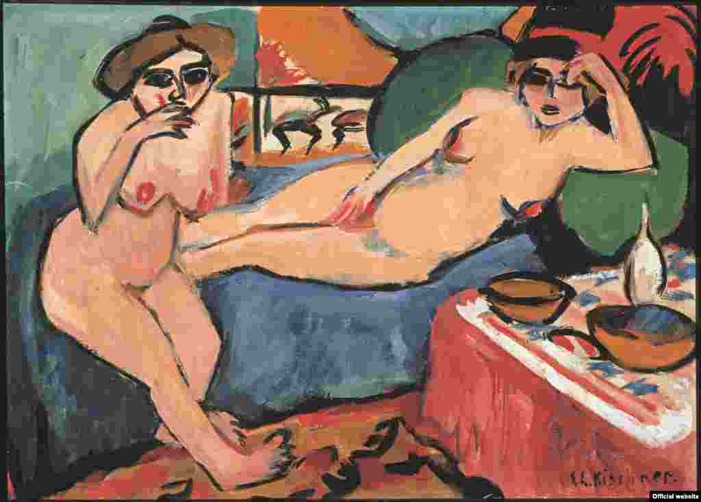 Ernst Ludwig Kirchner, Două nuduri pe sofa albastră, 1910-1920