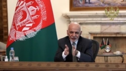 اشرف غنی رئیس جمهوری افغانستان حین صحبت در کنفرانس آنلاین سه جانبه افغانستان، ترکمنستان و آذربایجان