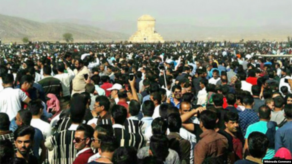 A gathering of an estimated 15,000 people at Pasargadae in 2016, on Cyrus Day. File photo