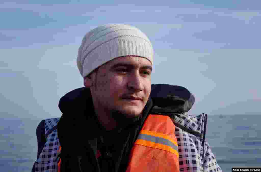 Syrian refugee Daoud Daoud, 20, after arriving safely on Lesbos. "We wanted to leave before NATO would close the path," the 20-year-old told RFE/RL once he was ashore on February 28. "We would rather cross in the summer, but we crossed in winter because NATO has decided to close the way."