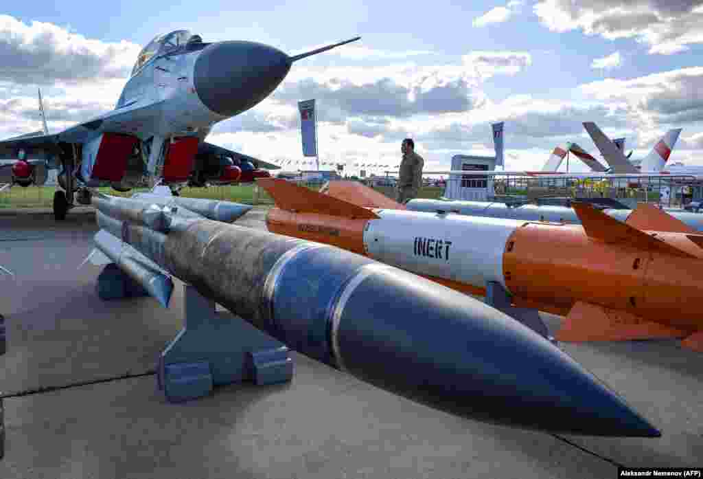 A Russian MIG pilot visits the MAKS-2019 International Aviation and Space Salon opening ceremony on August 27.