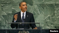 U.S. President Barack Obama addresses the 67th UN General Assembly in New York on September 25.