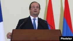 Armenia - French President Francois Hollande speaks at a news conference in Yerevan, 13May2014.