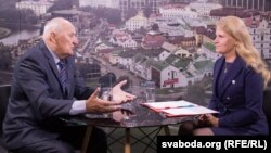 RFE/RL journalist Anna Sous interviews the former head of Belarus Mieczyslaw Hryb.