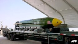 A GBU-43/B Massive Ordnance Air Blast (MOAB) bomb 