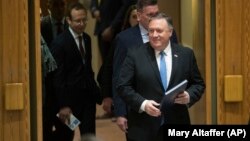 American Secretary of State Mike Pompeo arrives for a Security Council meeting on Iran's compliance with the 2015 nuclear agreement, Wednesday, Dec. 12, 2018 at United Nations headquarters.