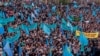 Crimean Tatars gather in Simferopol on May 18 to remember those who died in their wartime deportation from the peninsula. (RFE/RL /Oleg Kamushkin)