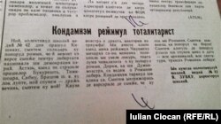 Moldova - newspaper page about 1989 Romanian revolution, Chisinau