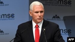 Germany -- U.S. Vice President Mike Pence delivers a speech during the 55th Munich Security Conference in Munich, southern Germany, on 16Feb2019