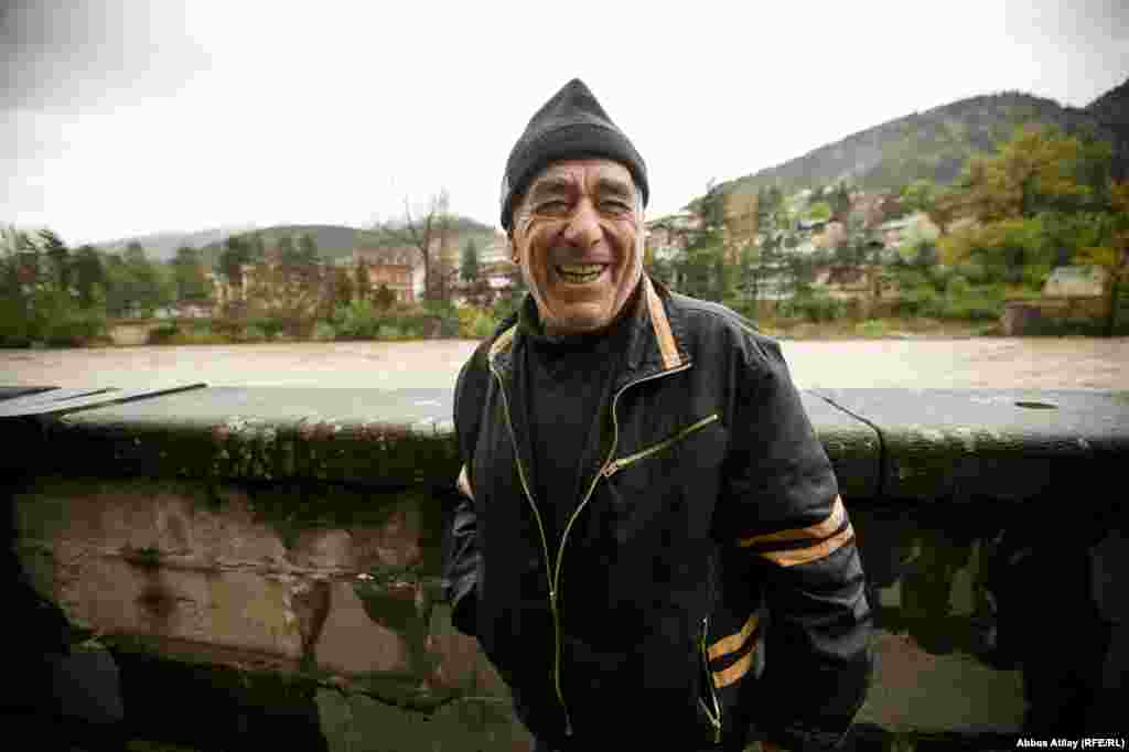 A resident of Borjomi smiles for the camera.